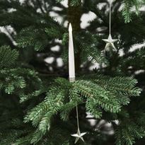 Joulukuusen kynttilät ja jalustat Nordic Winter, 20 kpl, kaukosäädin, hopeatähdillä