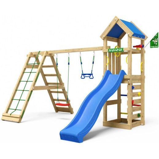 Leikkitornikokonaisuus Jungle Gym Patio, 2-Climb Module 200, sininen liukumäki