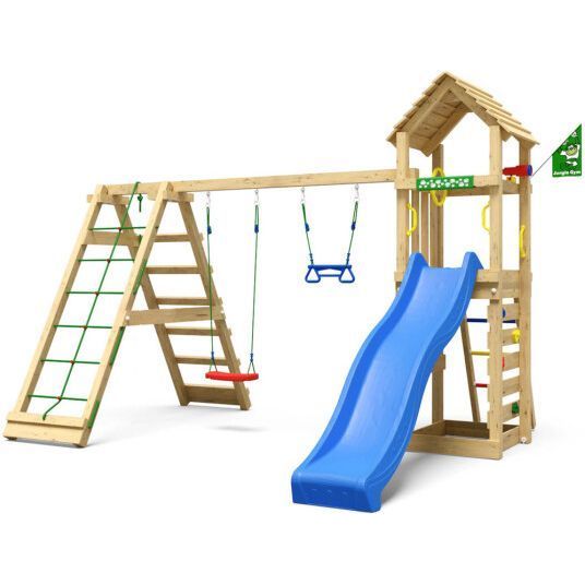 Leikkitornikokonaisuus Jungle Gym Cocoon, 2-Climb Module 200, sininen liukumäki