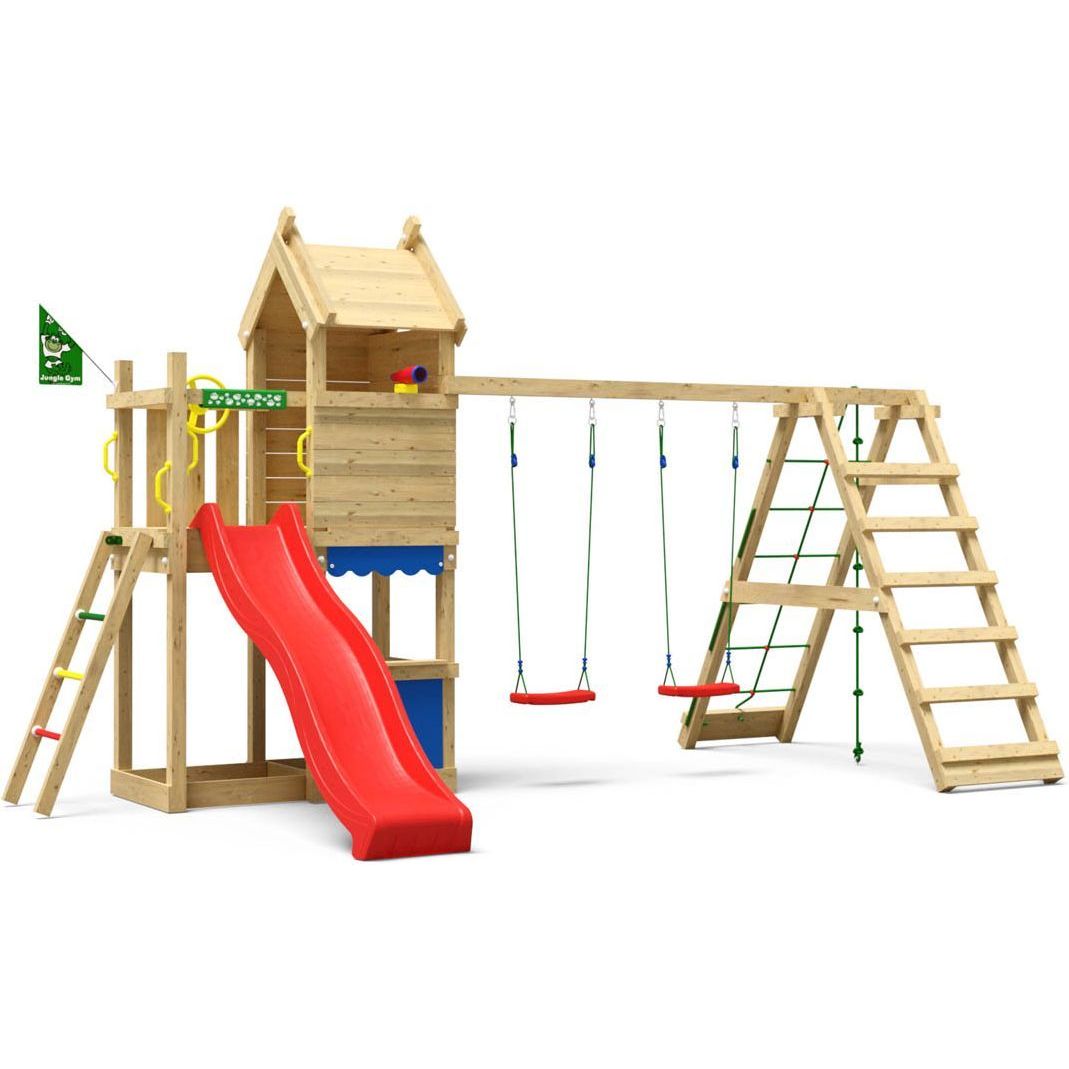 Leikkitorni Jungle Gym Resort, 2-Climb Module 200, punainen liukumäki