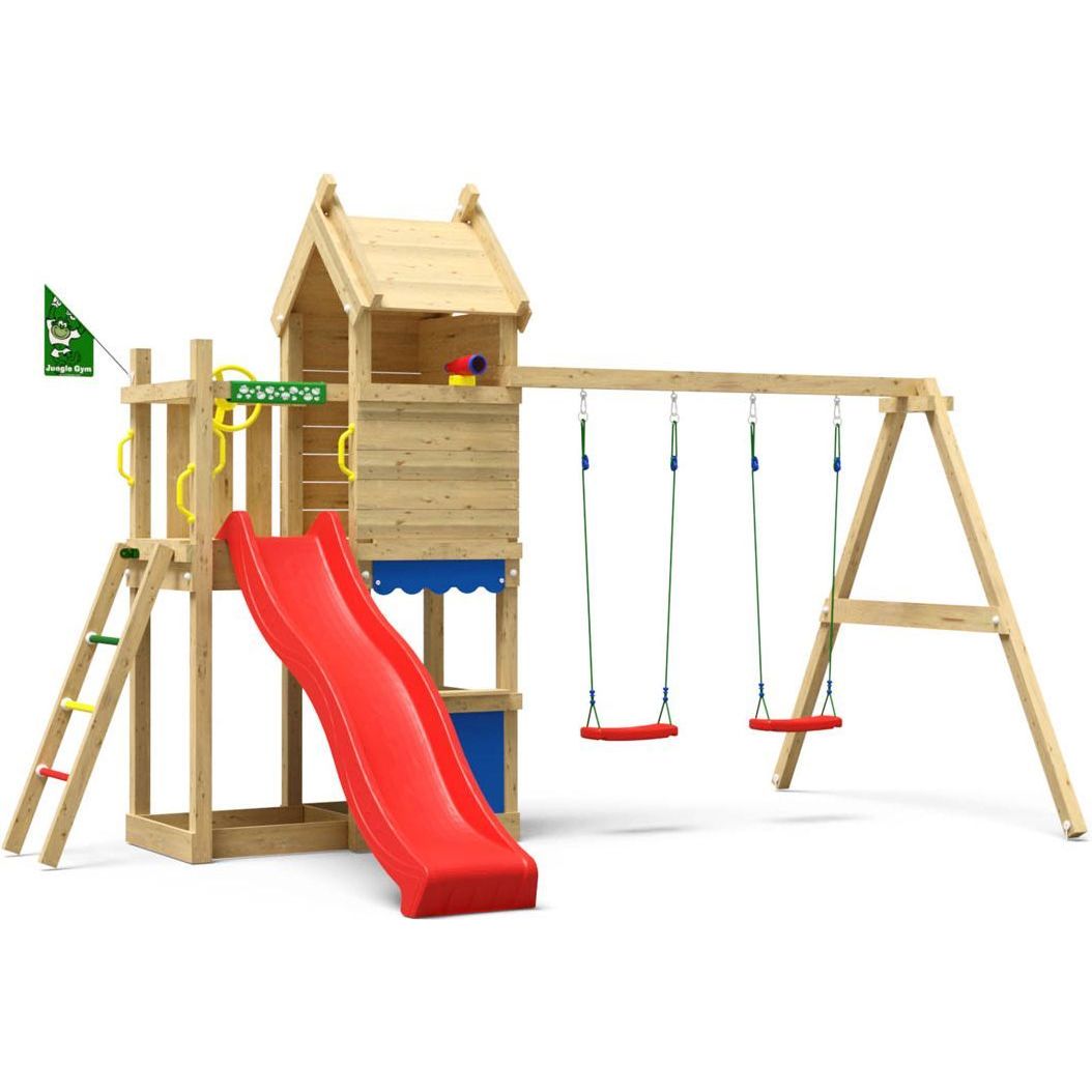 Leikkitorni Jungle Gym Resort, 2-Swing Module 200, punainen liukumäki
