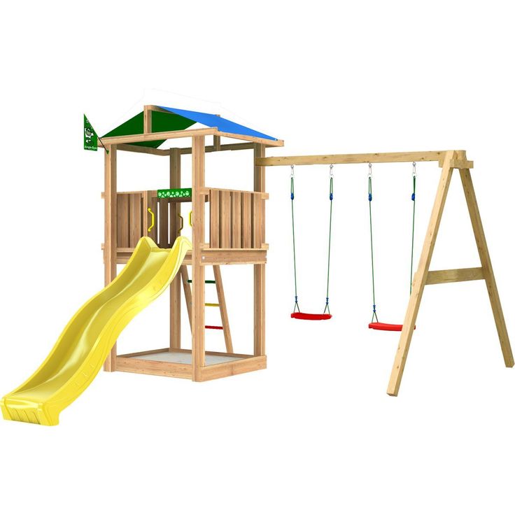 Leikkitornikokonaisuus Jungle Gym Hut 2.1 ja 2-Swing Module 220, ilman liukumäkeä
