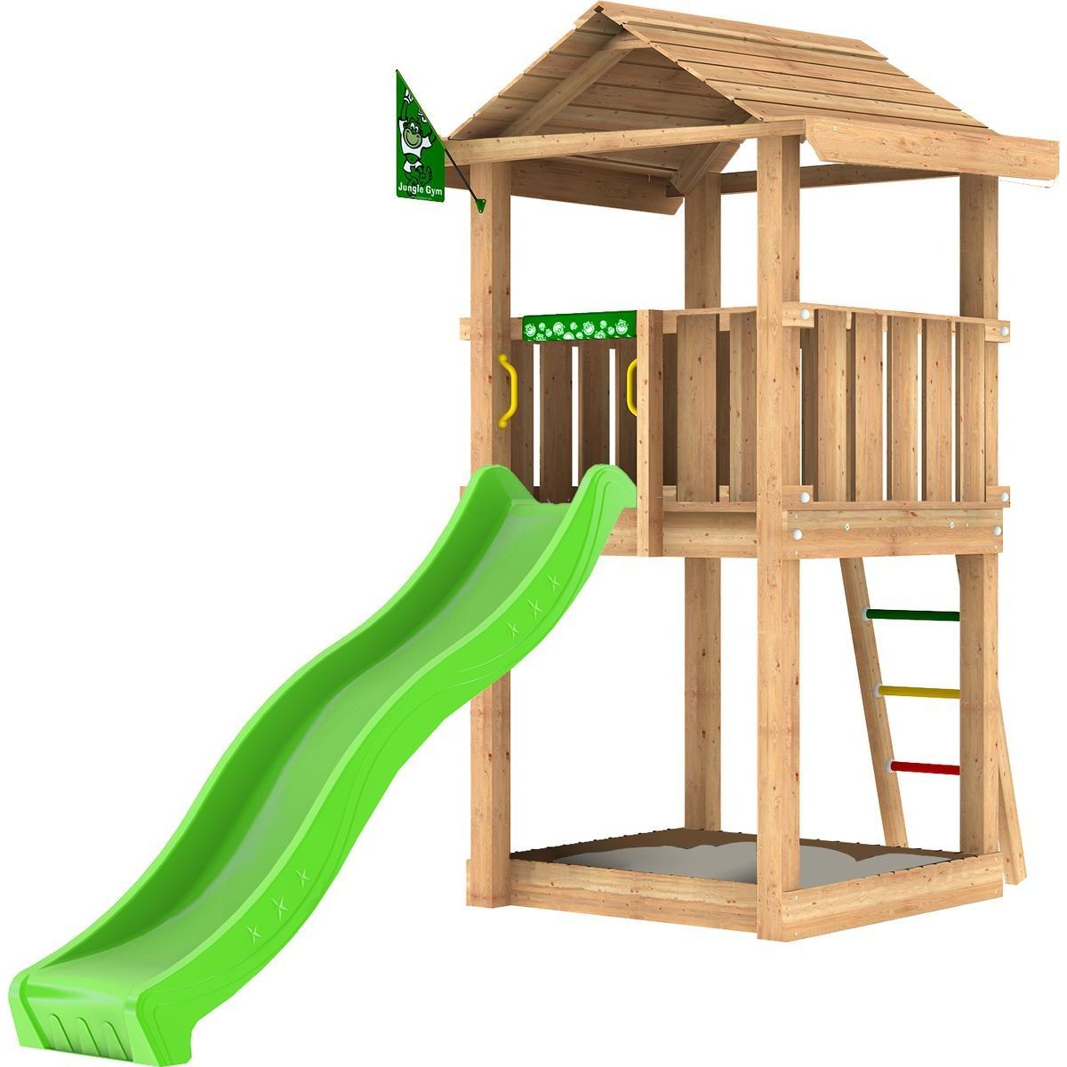 Leikkitornikokonaisuus Jungle Gym House 2.1, vihreä liukumäki