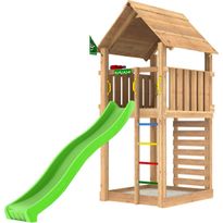 Leikkitorni Jungle Gym Cabin 2.1, vihreä liukumäki