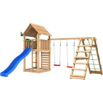 Leikkitorni Jungle Gym Cabin 2.1, 2-Climb Module 220, liukumäki ja 120 kg hiekkaa