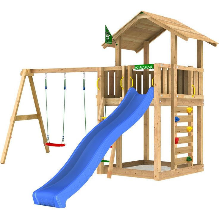 Leikkitorni Jungle Gym Chalet 2.1 ja 2-Swing Module 220, vihreä liukumäki