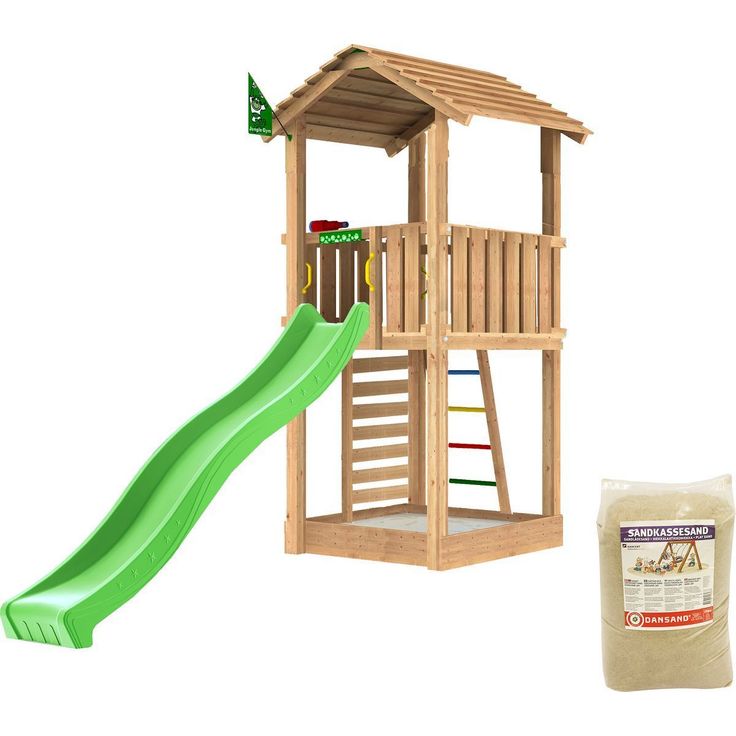 Leikkitorni Jungle Gym Cottage 2.1, liukumäki ja 120 kg hiekkaa