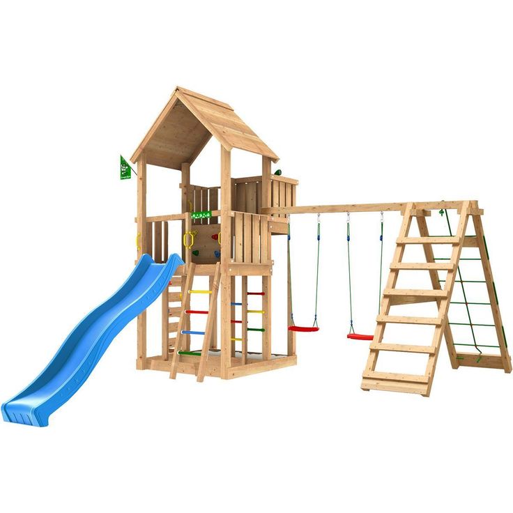 Leikkitorni Jungle Gym Palace 2.1, 2-Climb Module 220, sininen liukumäki ja 120 kg hiekkaa