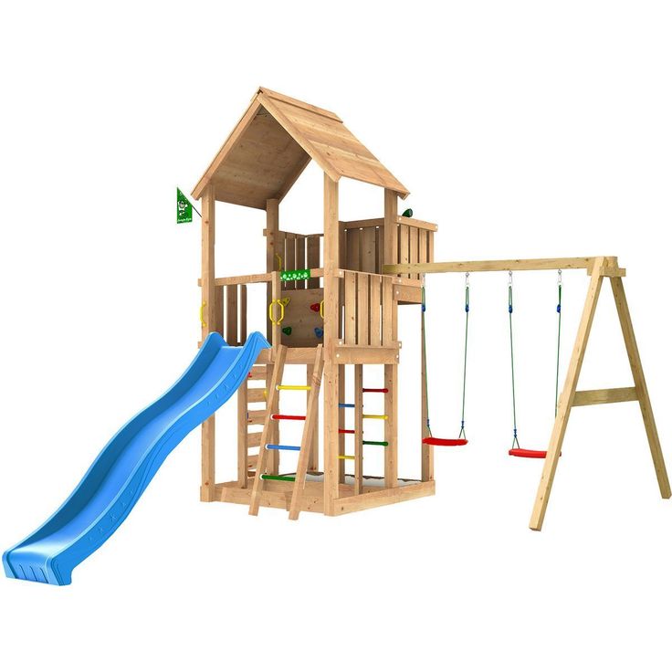 Leikkitorni Jungle Gym Palace 2.1, 2-Swing Module 220, sininen liukumäki