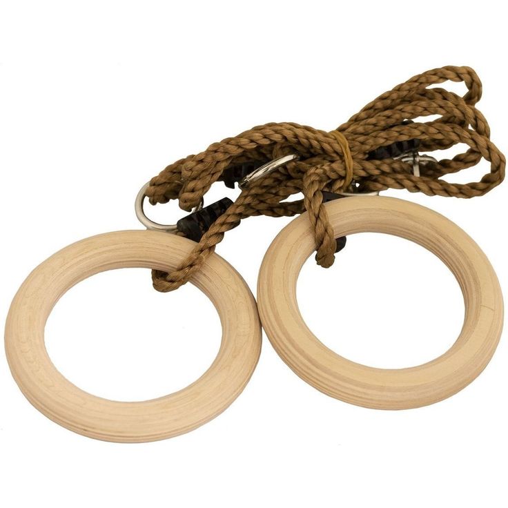 Voimistelurenkaat Nordic Play Active, 15.8cm, puiset, säädettävä köysi