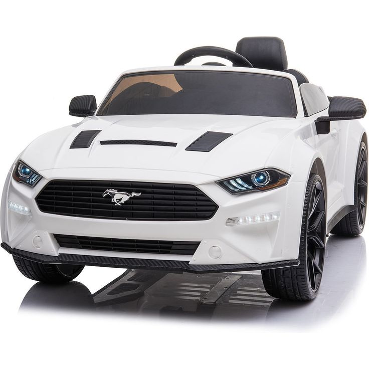 Lasten sähköauto Nordic Play Speed Ford Mustang 2X12V akut (24V), EVA-renkaat, keinonahkaistuin, valkoinen