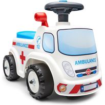 Potkuauto Falk Ambulanssi ride-on, säilytystila, ratti ja äänitorvi