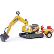 Leikkikaivinkone Falk Super Builder, perävaunulla, keltainen
