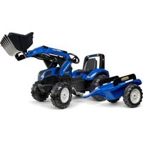 Leikkikauhakuormaaja peräkärryllä Falk New Holland, sininen