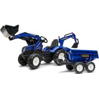 Leikkikaivuri Falk New Holland, sis. peräkärryn kipillä, sininen