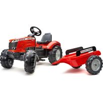 Polkutraktori peräkärryllä Falk Massey Ferguson, punainen