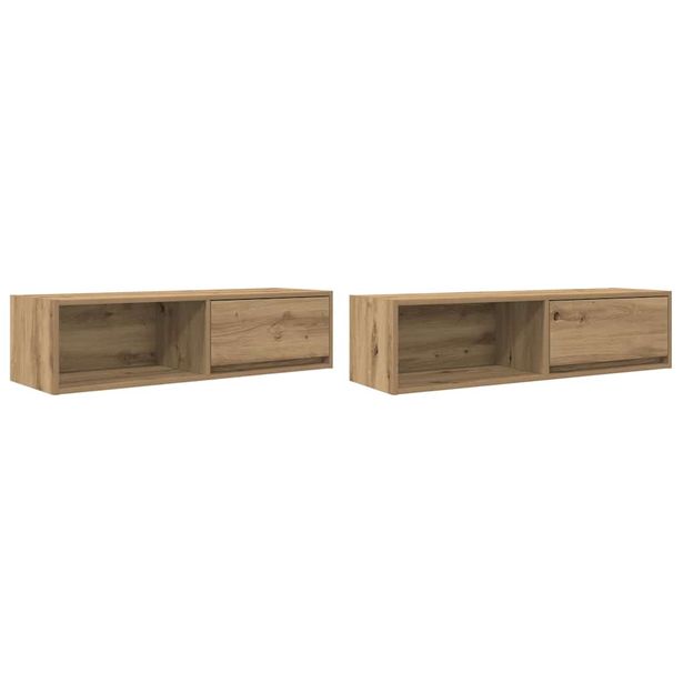 Olohuoneen seinäkaappisarja 2 kpl 100x31x25,5 cm tekninen puu (61489)
