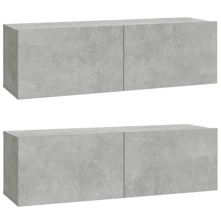 Olohuoneen seinäkaappisarja 2 kpl betoninharmaa 100x30x30 cm tekninen puu (04548)