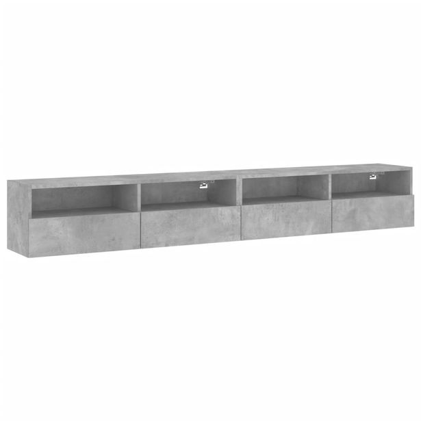 Olohuoneen seinäkaappisarja 2 kpl betoninharmaa 100x30x30 cm tekninen puu (36889)