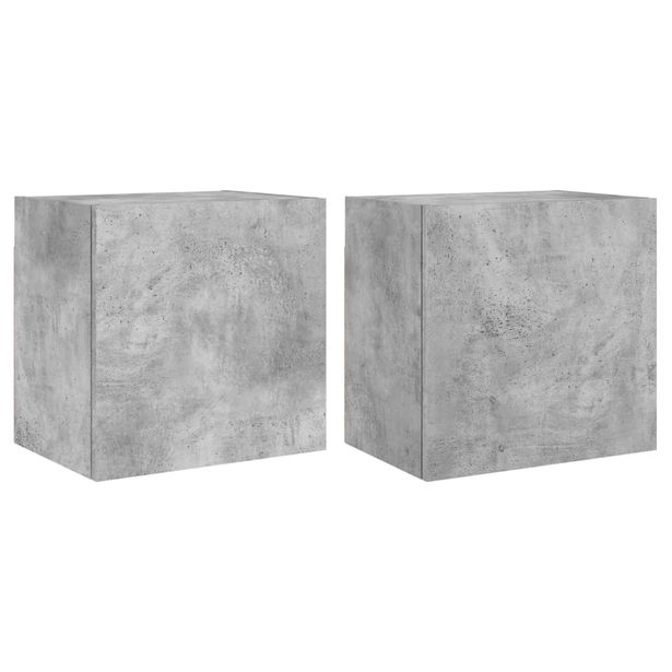 Olohuoneen seinäkaappisarja 2 kpl betoninharmaa 40,5x30x40 cm tekninen puu (36903)