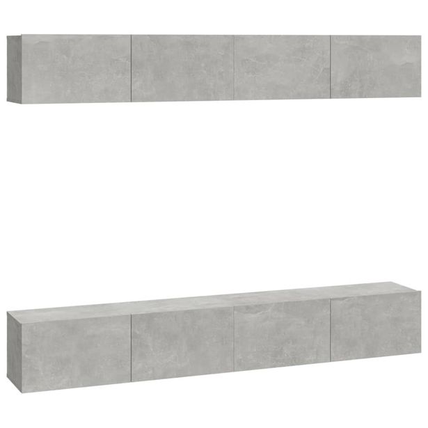 Olohuoneen seinäkaappisarja 4 kpl betoninharmaa 100x30x30 cm (14193)