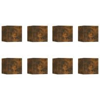 Olohuoneen seinäkaappisarja 8-osainen savutammi 30,5x30x30 cm (20323)