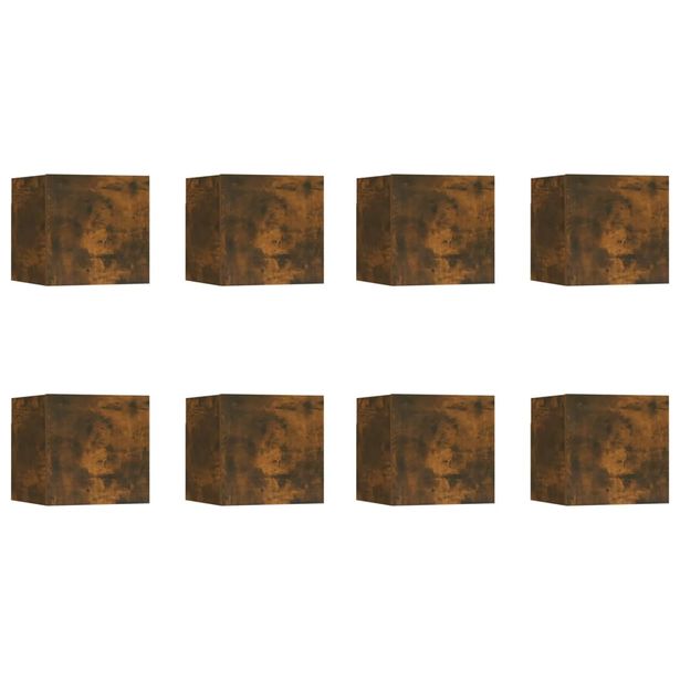 Olohuoneen seinäkaappisarja 8-osainen savutammi 30,5x30x30 cm (20323)