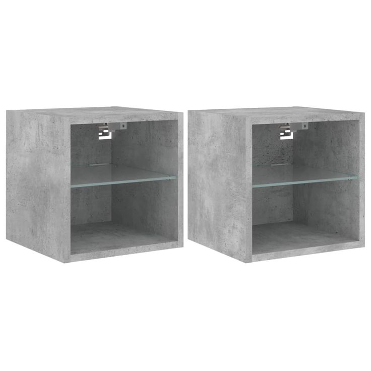 Olohuoneen seinäkaappisarja LED-valoilla 2 kpl betoninharmaa 30x28,5x30 cm (36980)