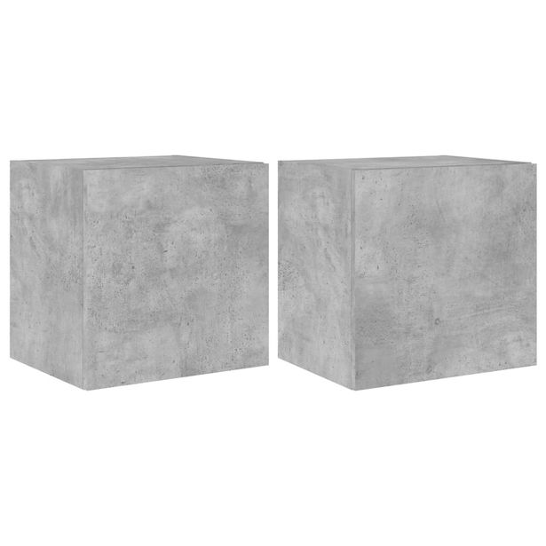 Olohuoneen seinäkaappisarja LED-valoilla 2 kpl betoninharmaa 40,5x35x40 cm (37253)