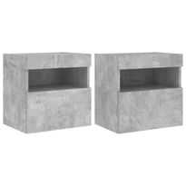 Olohuoneen seinäkaappisarja LED-valoilla 2 kpl betoninharmaa 40x30x40 cm (37176)