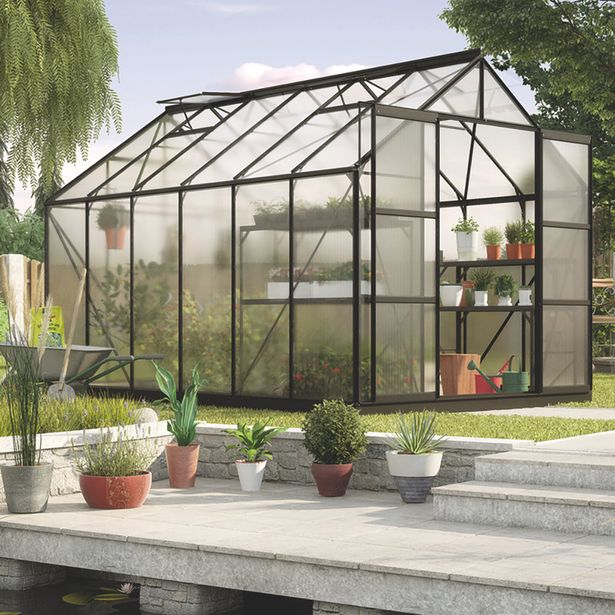 Kasvihuone Vitavia Uranus, polykarbonaatti, musta, sokkelilla