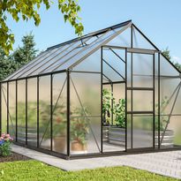 Kasvihuone Vitavia Merkur, polykarbonaatti, musta, sokkelilla, eri kokoja