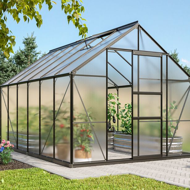 Kasvihuone Vitavia Merkur, polykarbonaatti, musta, sokkelilla