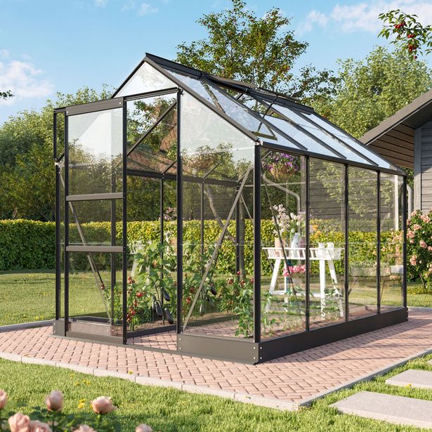 Kasvihuone Vitavia Apollo, lasi, musta, sokkelilla