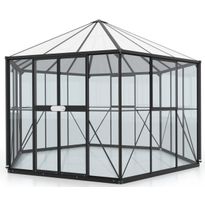 Kasvihuone Vitavia Hera 9000, 9m², lasi/polykarbonaatti, musta