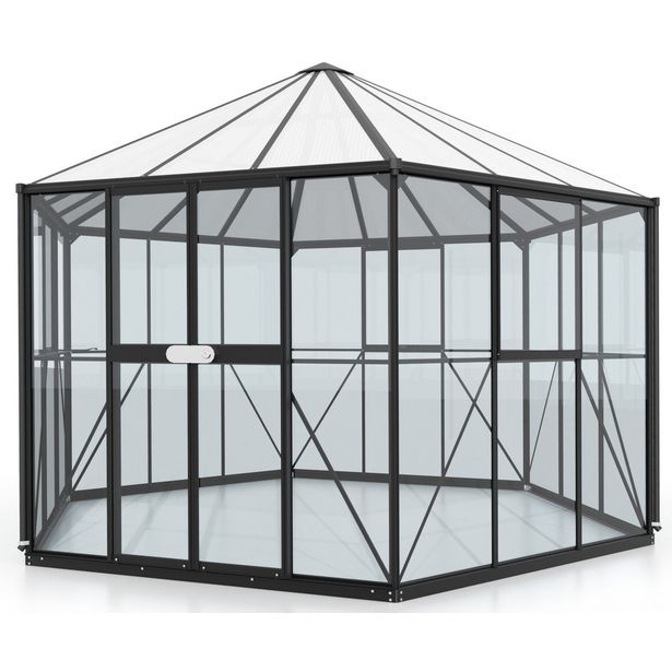 Kasvihuone Vitavia Hera 9000, 9m2, lasi/polykarbonaatti, musta