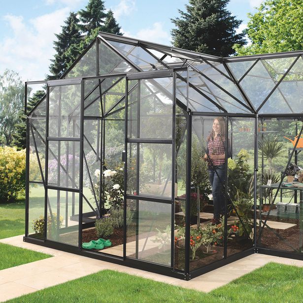 Kasvihuone Vitavia Sirius 13000, 13m2, lasi, musta, sokkelilla