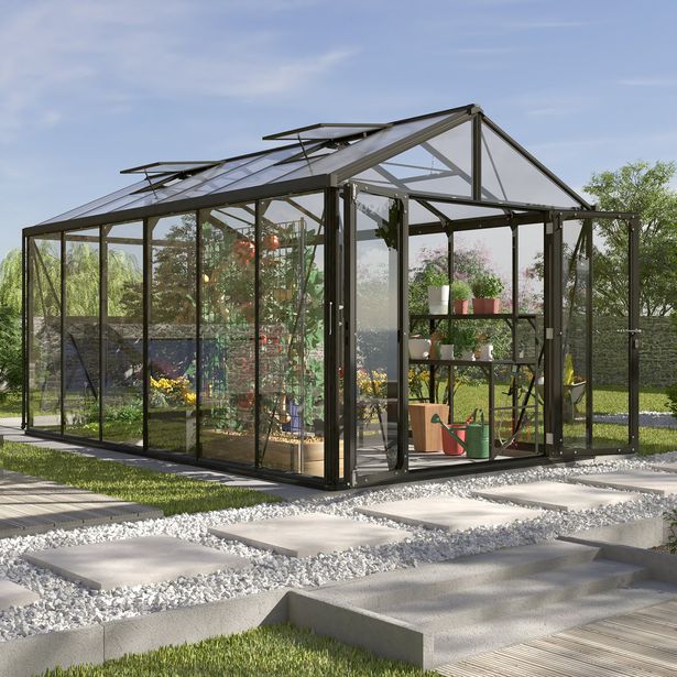 Kasvihuone Vitavia Poseidon 11900, 11.9m2, lasi/polykarbonaatti, musta