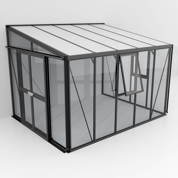 Seinäkasvihuone Vitavia Helena, lasi/polykarbonaatti, musta