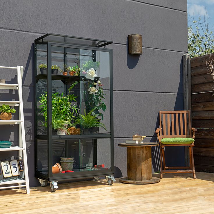 Kasvihuone Vitavia Urban 350, 0.35m2, lasi, musta, pyörillä