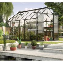Kasvihuone Vitavia Phoenix, lasi, musta, sokkelilla, eri kokoja