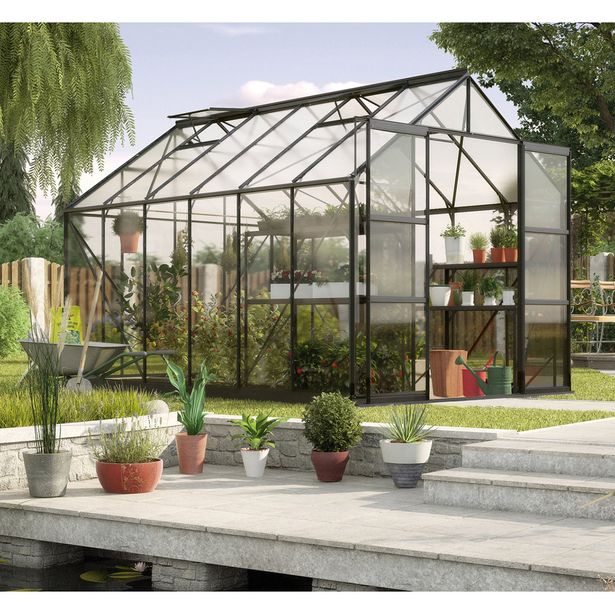 Kasvihuone Vitavia Phoenix, lasi, musta, sokkelilla