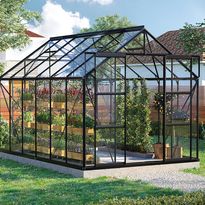 Kasvihuone Vitavia Uranus, lasi, musta, sokkelilla, eri kokoja