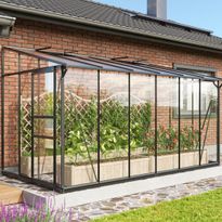 Kasvihuone Vitavia Ida, lasi, musta, sokkelilla, eri kokoja