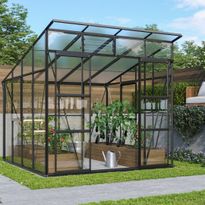 Kasvihuone Vitavia Freya 7600, 7,6m², lasi, musta, sokkelilla