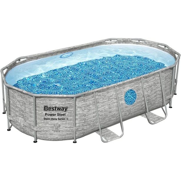 Bestway Uima-allassetti Power Steel Swim Vista 427 x 250 x 100 cm ovaali ikkunalla