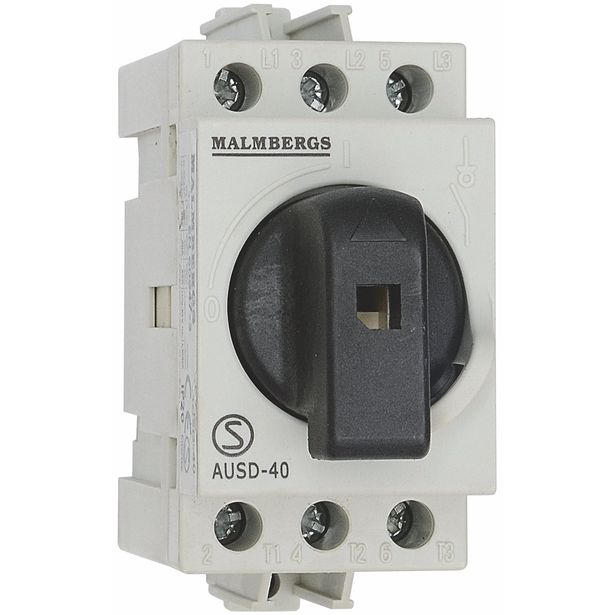 Pääkytkin Malmbergs 40A 3-napainen 2 moduulia
