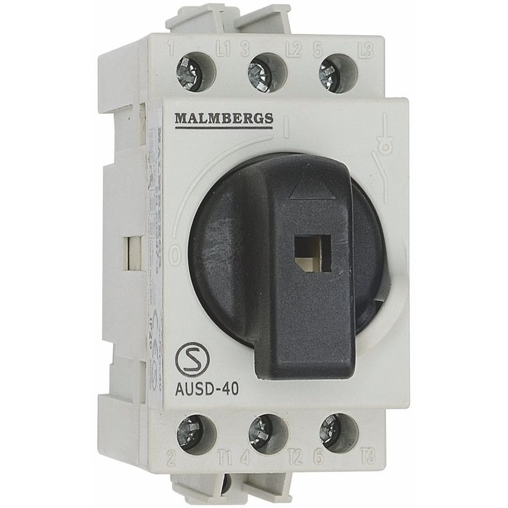 Pääkytkin Malmbergs 40A 3-napainen 2 moduulia