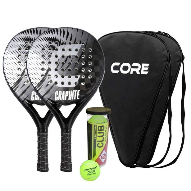 Padelsetti Core Graphite, sis. 2 padelmailaa ja pallot, grafiitti