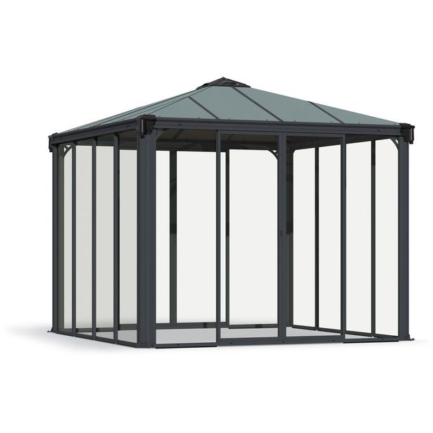 Ovellinen paviljonki Palram-Canopia Ledro 3000, 3x3m, 8,7m², harmaa